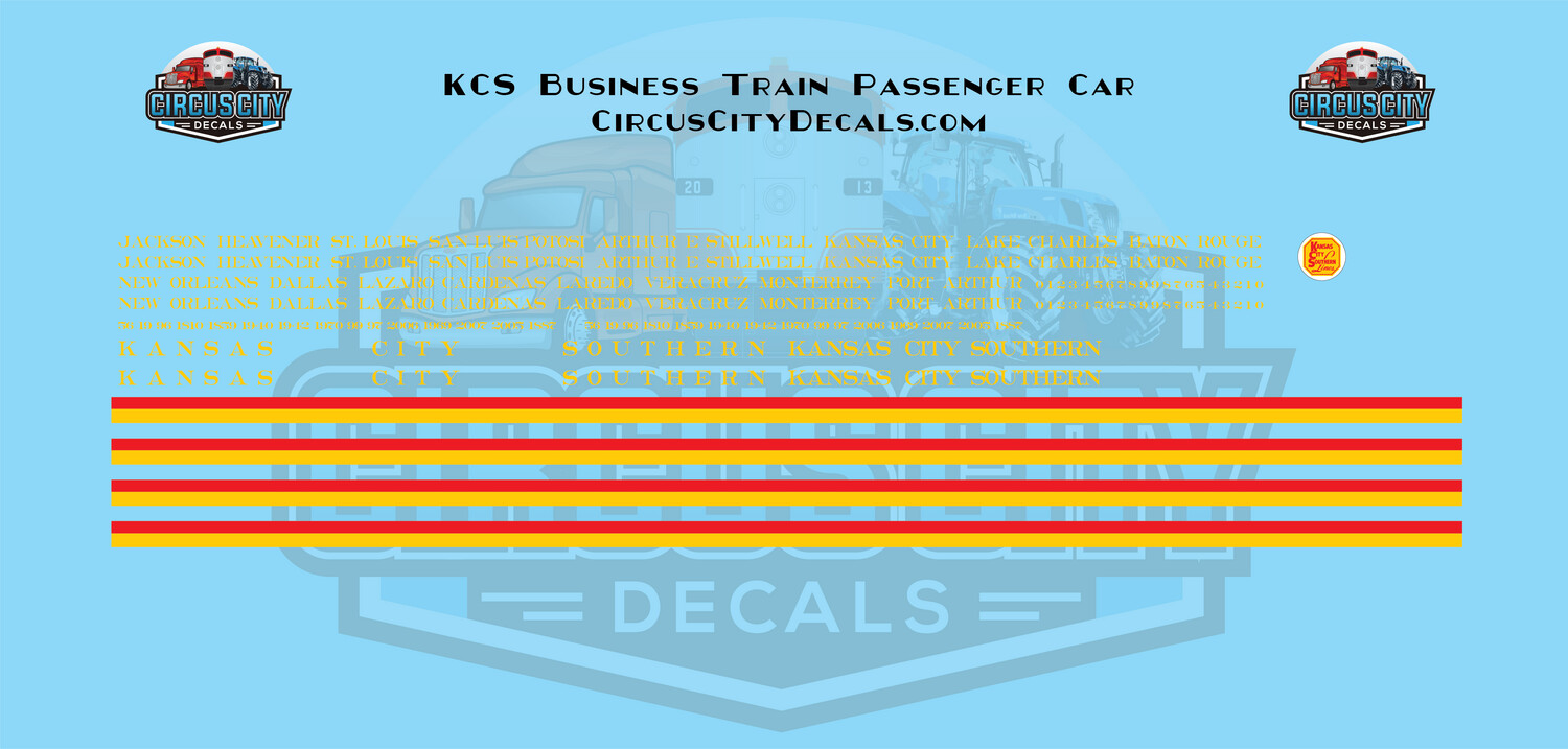 Kansas City Southern Business Train Decals HO 1:87 Scale