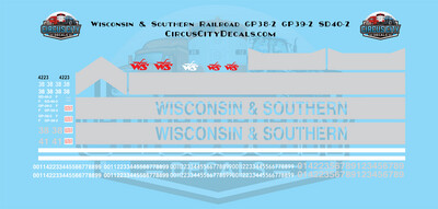 Wisconsin & Southern Railroad GP38-2 GP39-2 SD40-2 Decal Set WSOR
