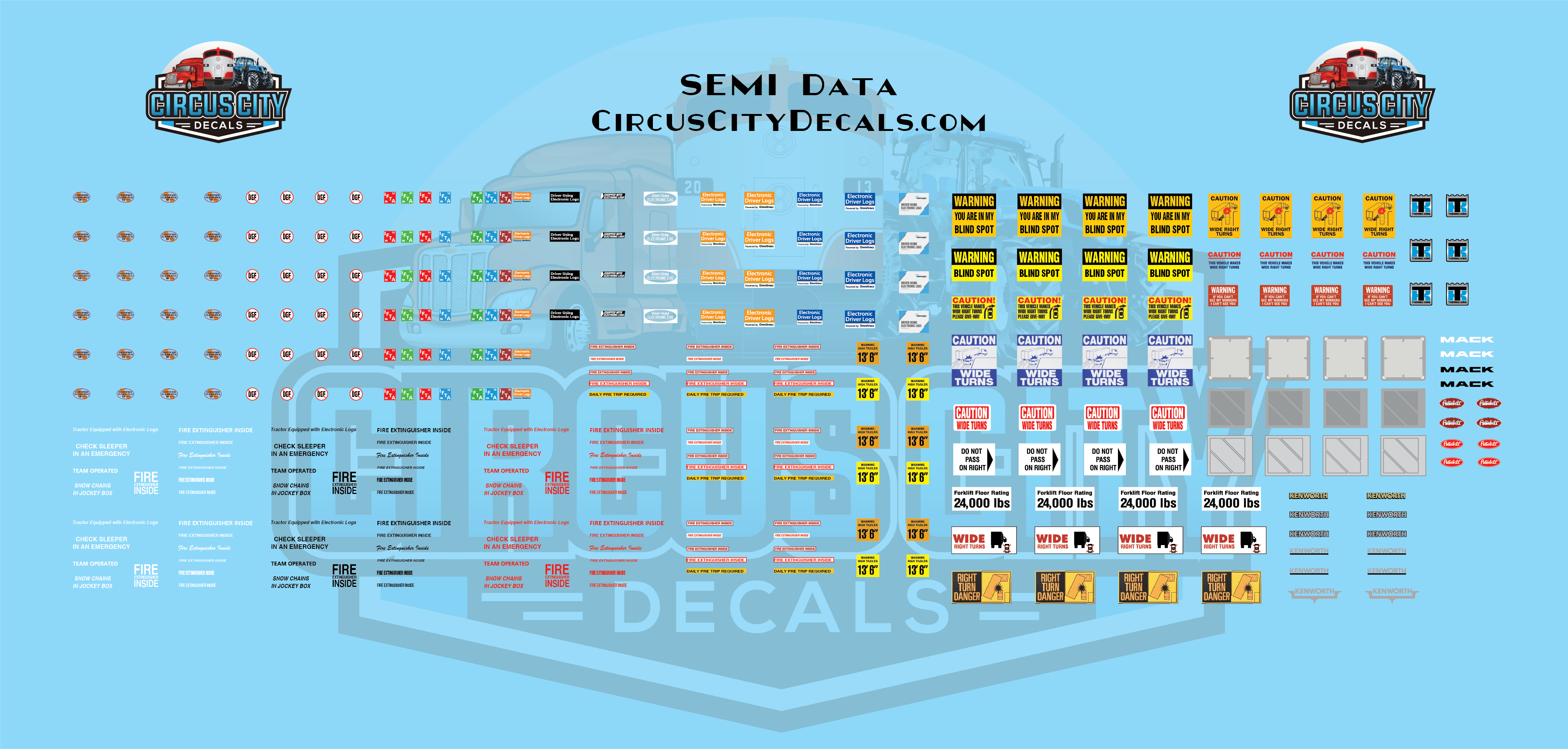 Semi Tractor Data HO 1:87 Scale Decals img