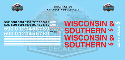 Wisconsin & Southern GP59 Decal Set G 1:29 Scale