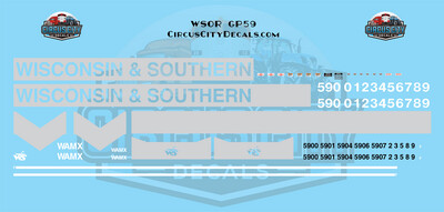 Wisconsin & Southern GP59 Decal Set HO 1:87 Scale