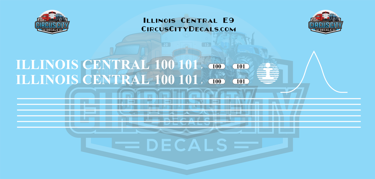 Illinois Central IC E9 HO Scale Decal Set