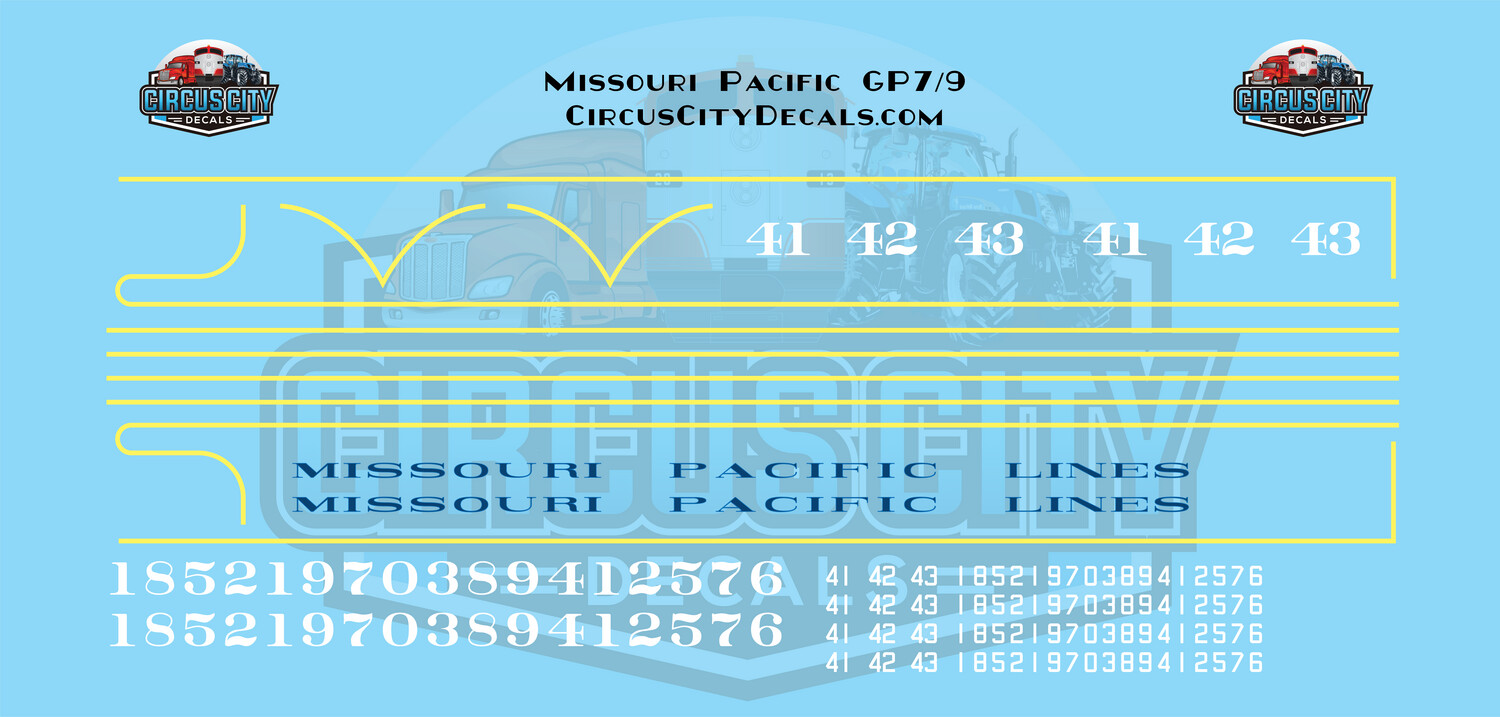 Missouri Pacific GP7/9 S Scale Decal Set