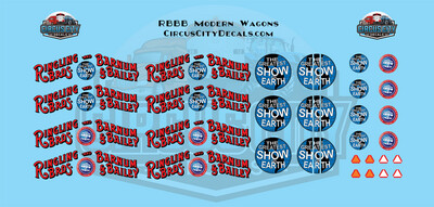 Ringling Bros. & Barnum Bailey Circus RBBB Modern Wagon Decals HO Scale Blue Unit