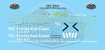 Florida East Coast FEC ES44 HO 1:87 Scale Decal Set