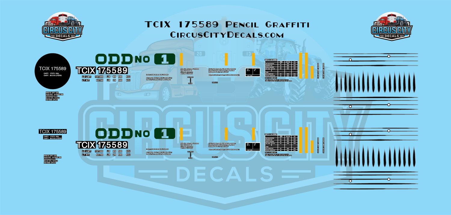 TCIX 175589 Tank Car Pencil Graffiti N 1:160 Scale Decal Set