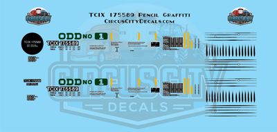 TCIX 175589 Tank Car Pencil Graffiti HO 1:87 Scale Decal Set