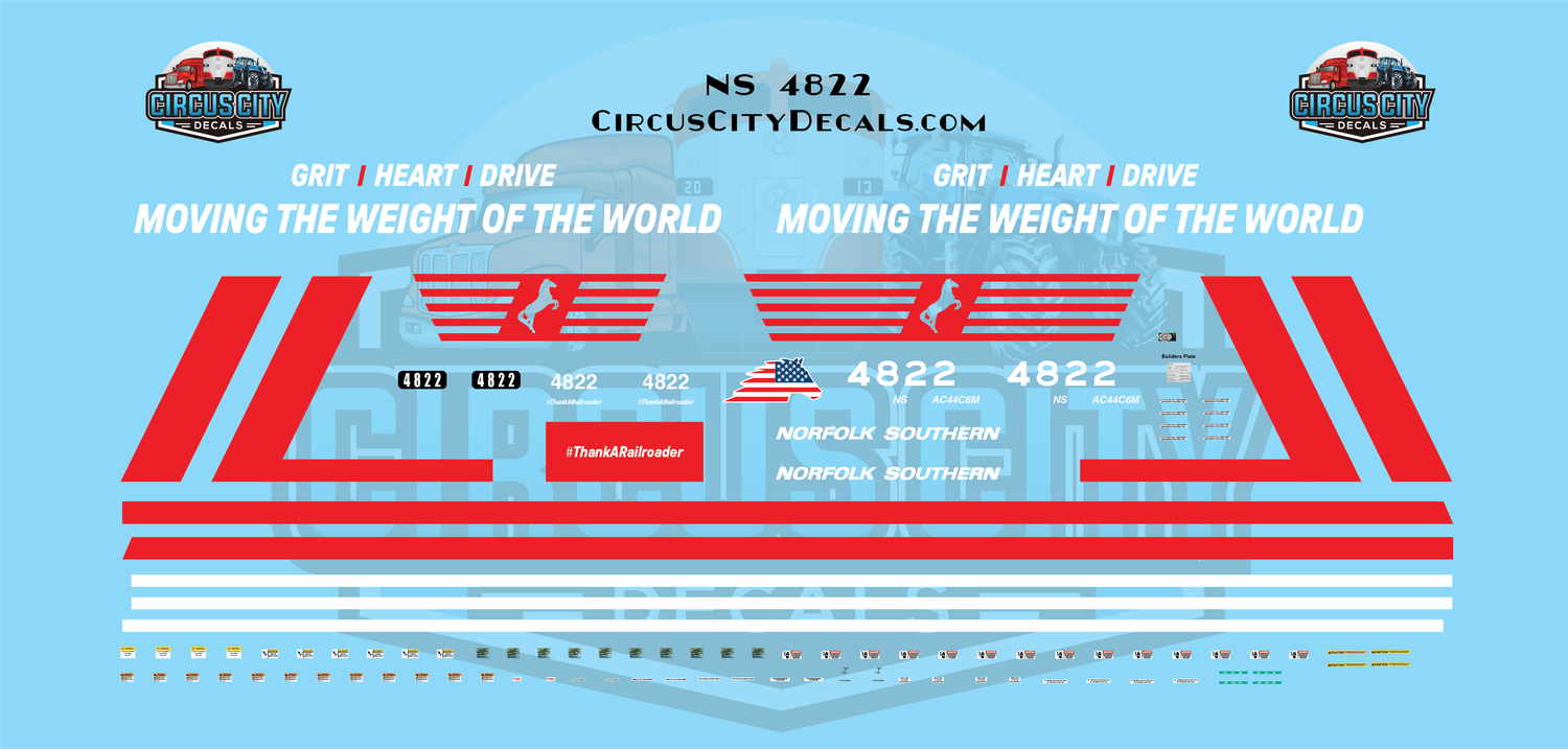 NS 4822 AC44C6M #ThankARailroader N 1:160 Scale Decal Set