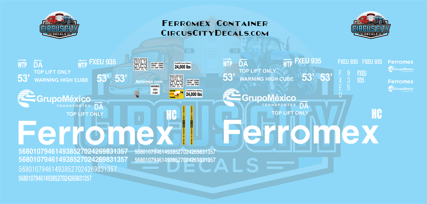 Ferromex FXEU Container G 1:29 Scale Decal Set