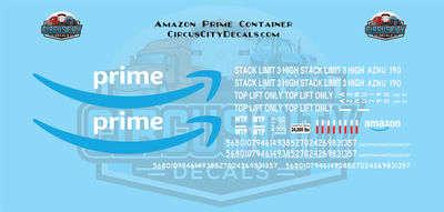 Amazon Prime Container HO 1:87 Scale Decal Set
