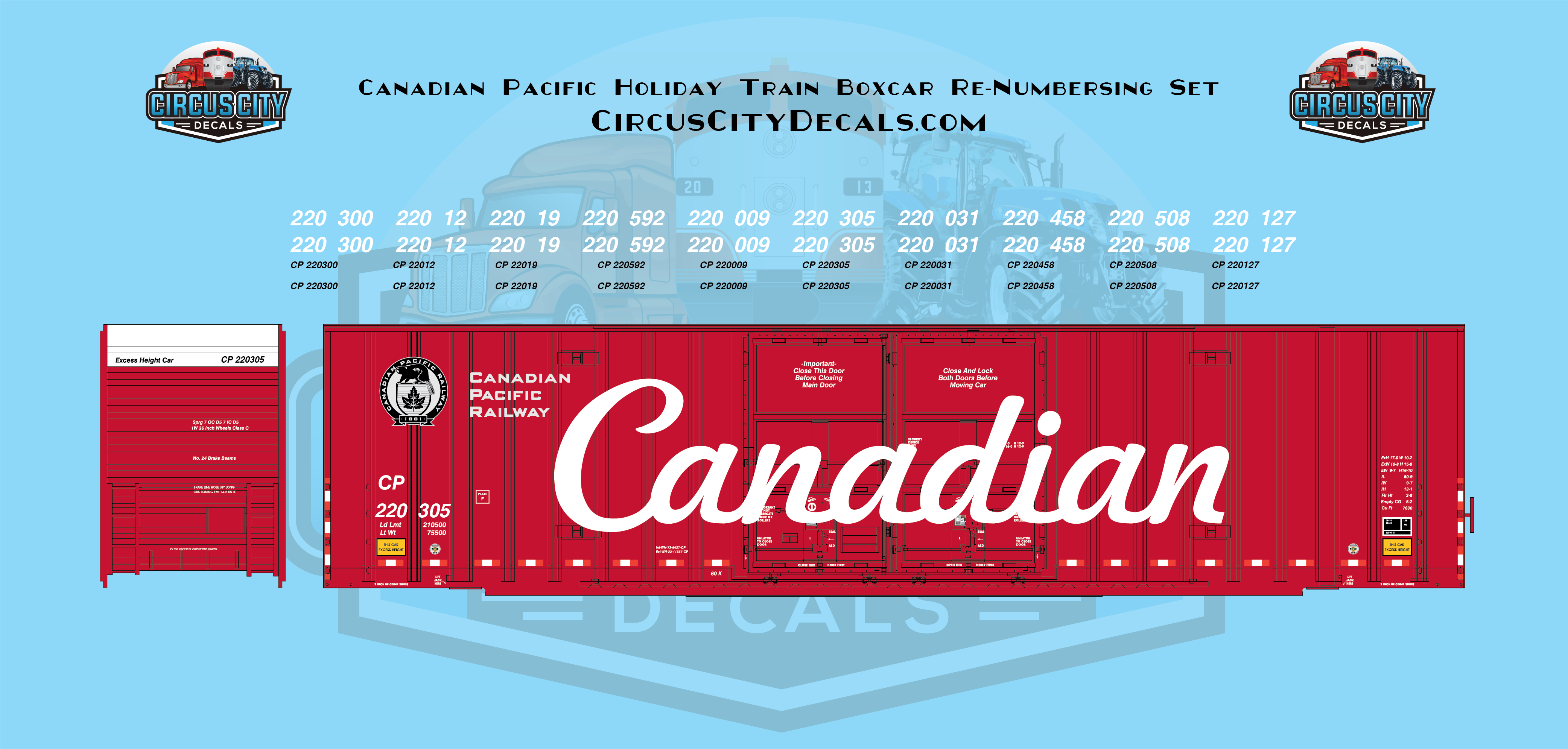Canadian Pacific CP CPKC Holiday Train NSC 7770 Boxcar Re-Numbering Set 1:87 HO img