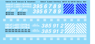 Great Lakes Central GP35 &amp; GP38 N Scale decals