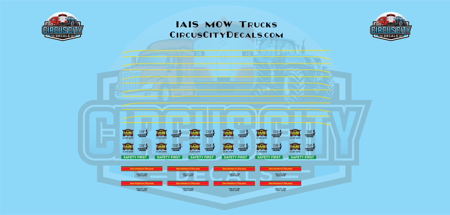IAIS Iowa Interstate Railroad MOW Truck Door Decals O 1:48 Scale