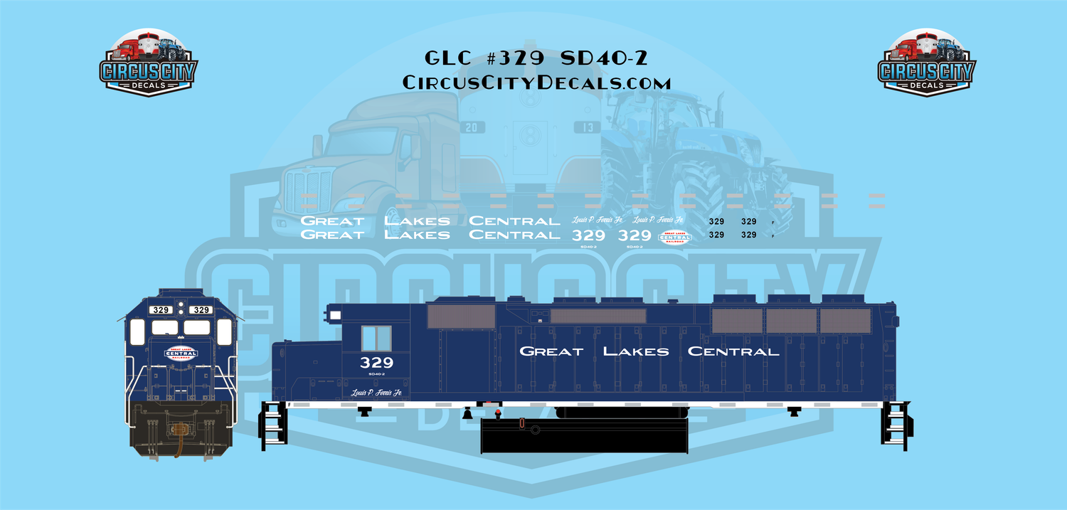 Great Lakes Central SD40-2 329 N 1:160 Scale Decals