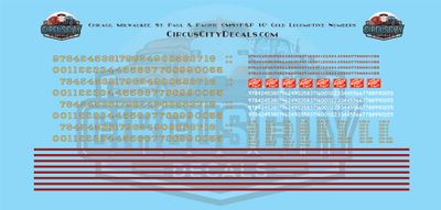Chicago, Milwaukee, St. Paul &amp; Pacific CMStP&amp;P 10&quot; Gold Locomotive Numbers HO Scale Decal Set