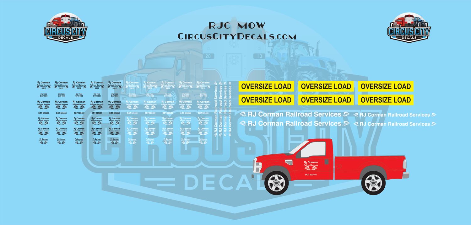 RJ Corman MOW Truck HO 1:87 Scale Decal Set