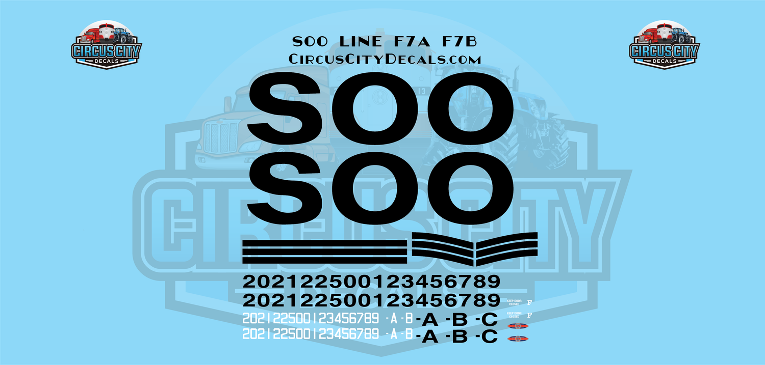 Soo Line F3 F7A F7B Decals 1:29 Scale