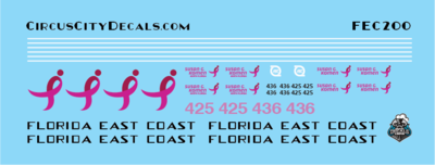 Florida East Coast 425 436 Breast Cancer Units HO Scale