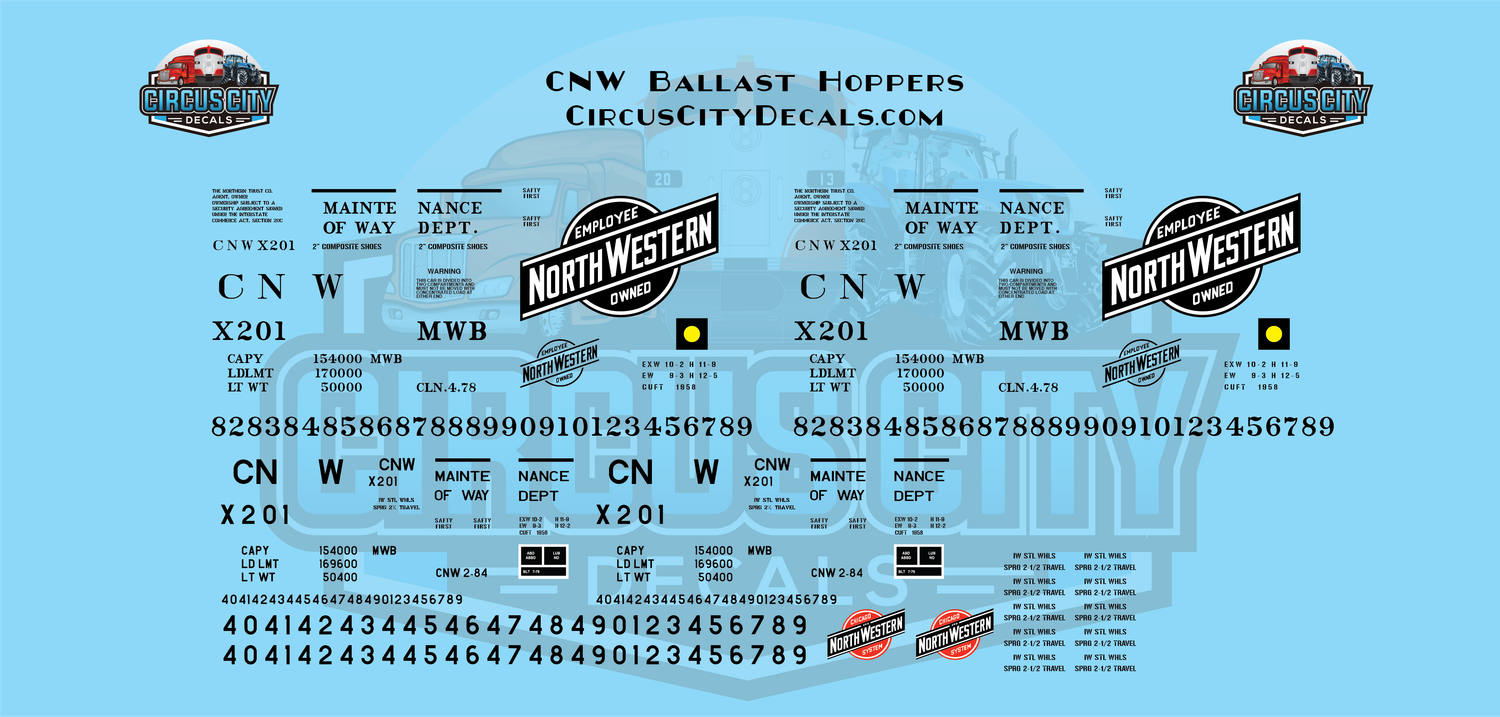 CNW Ballast Hopper S 1:64 Scale Decal Set