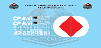 Canadian Pacific 59&#39; Cylindrical Hopper Decal Set 1:29 G Scale