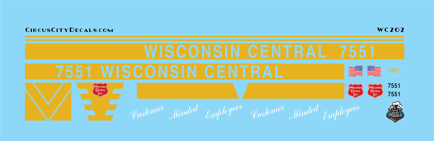 Wisconsin Central 7551 Customer Minded Employees Unit SD45 WC CN HO Scale
