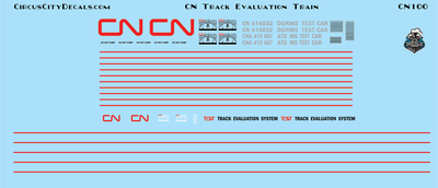 CN Canadian National Track Evaluation Train N Scale Decal Set