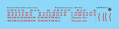 Green Bay & Western Wisconsin Central Trempealeau River 901 GBW WC Business Car Decals HO Scale