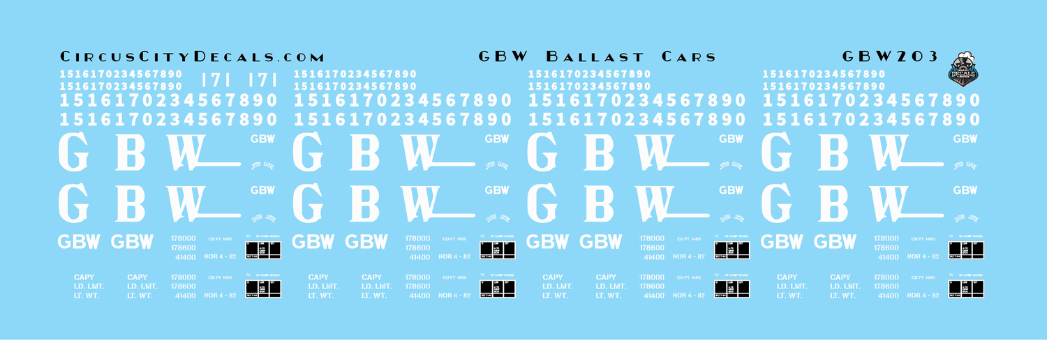 Green Bay & Western Ballast Car Decals HO Scale