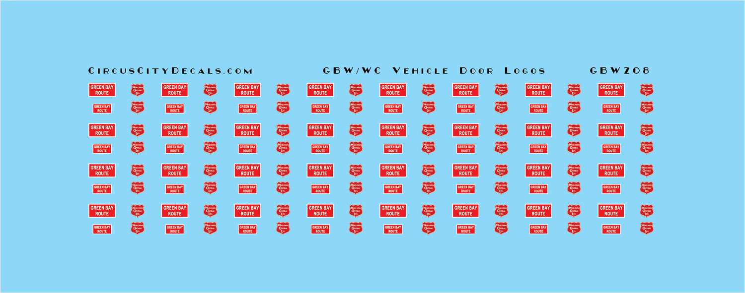 Green Bay & Western Wisconsin Central GBW WC Vehicle Decals HO Scale