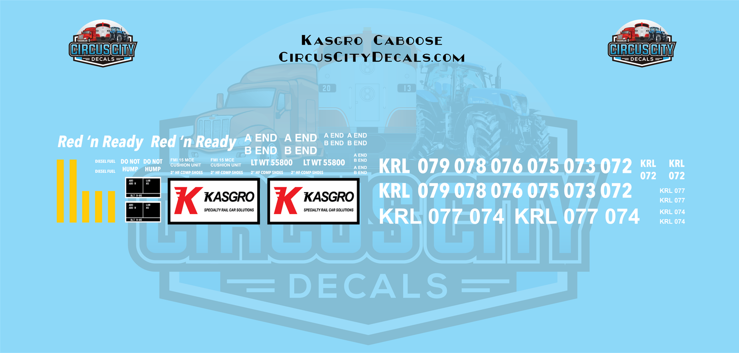 Kasgro Caboose Red&#39;N&#39;Ready O 1:48 Scale Decals