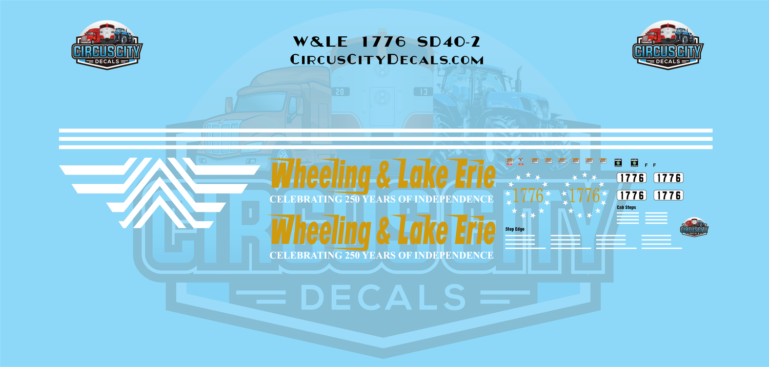 Wheeling &amp; Lake Erie 1776 SD40-2 N 1:160 Scale Decal Set