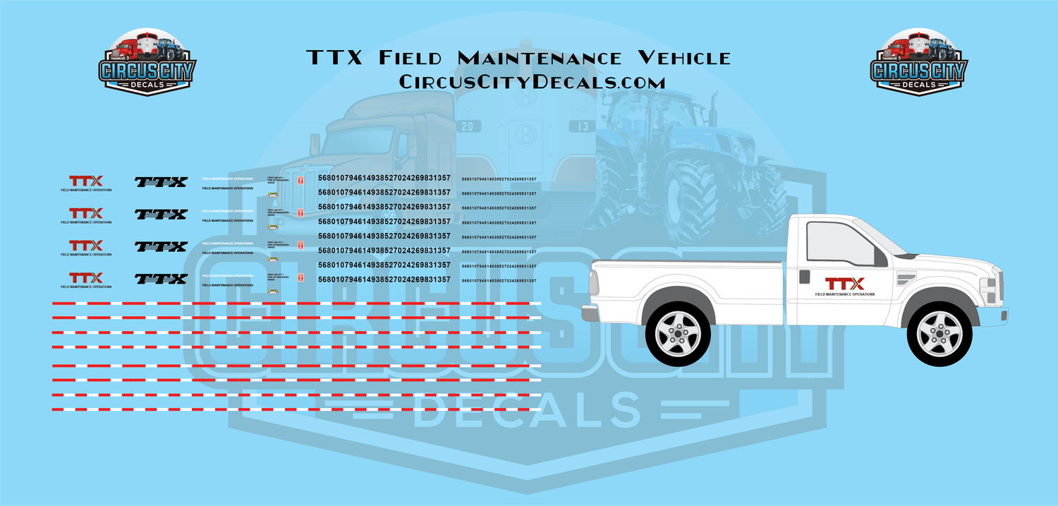TTX Field Maintenance Vehicles HO 1:87 Scale Decals