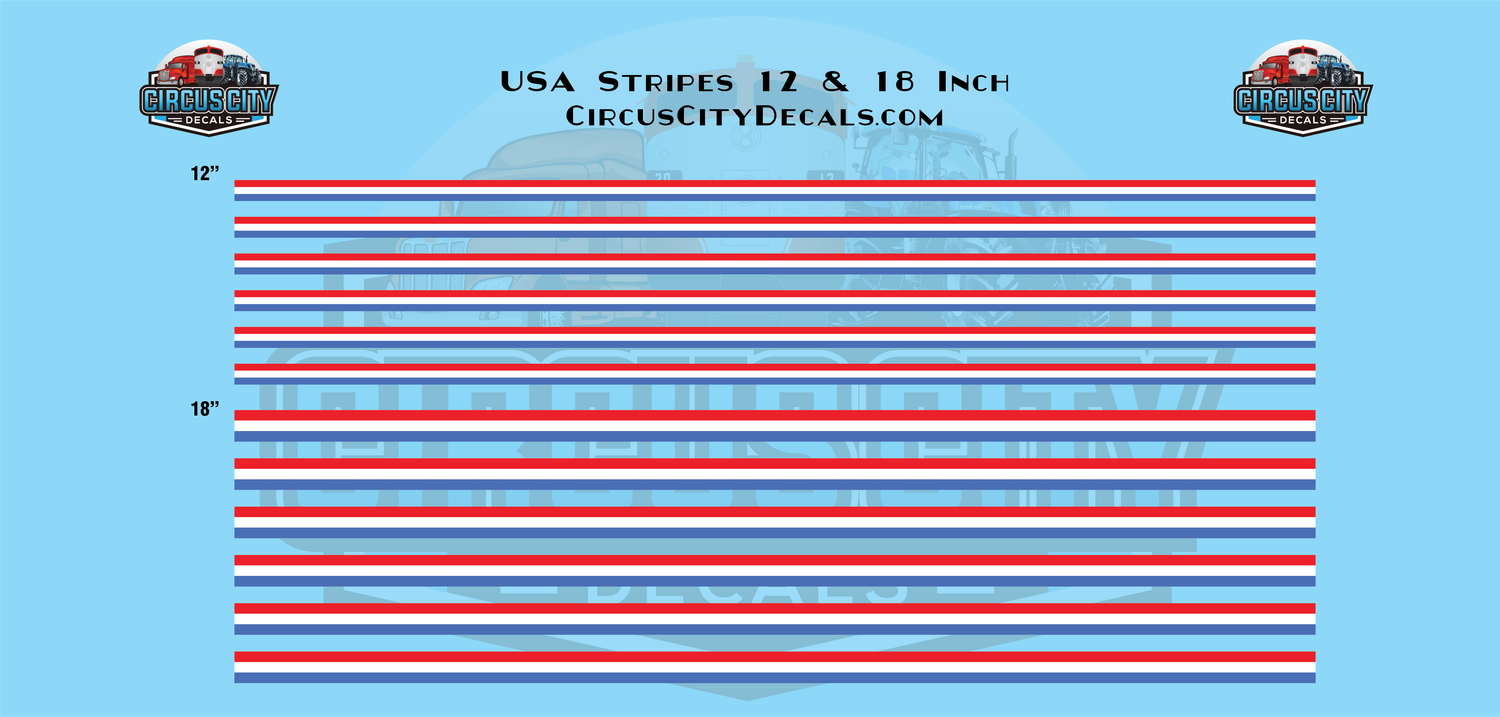 USA 250th Stripes 12 &amp; 18 Inch HO 1:87 Scale