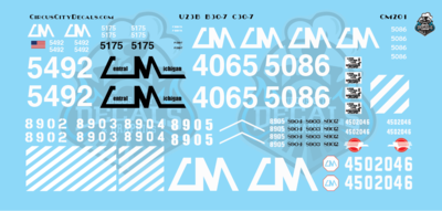 Central Michigan U23B B30-7 C30-7 CMGN S Scale Decals