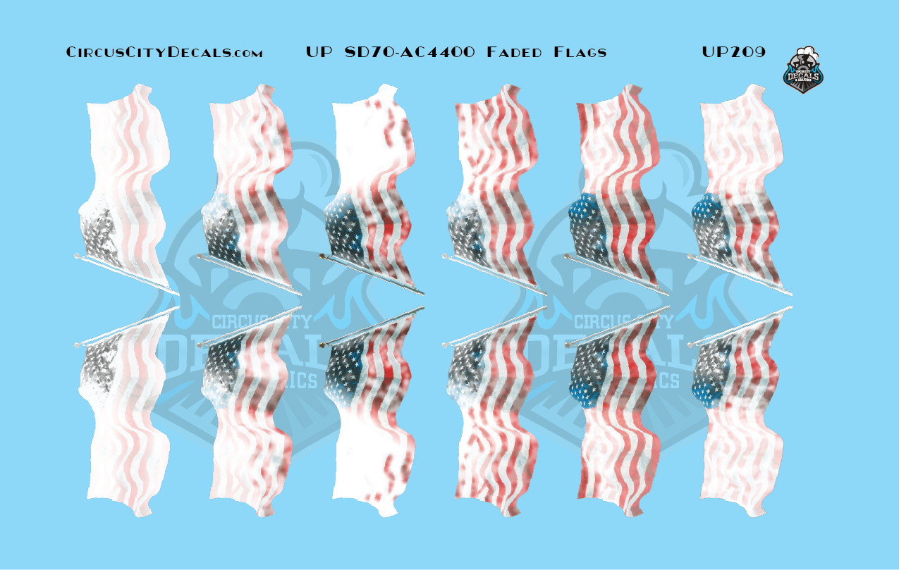 Union Pacific SD70 AC4400 Faded Flags HO Scale Decals | eBay