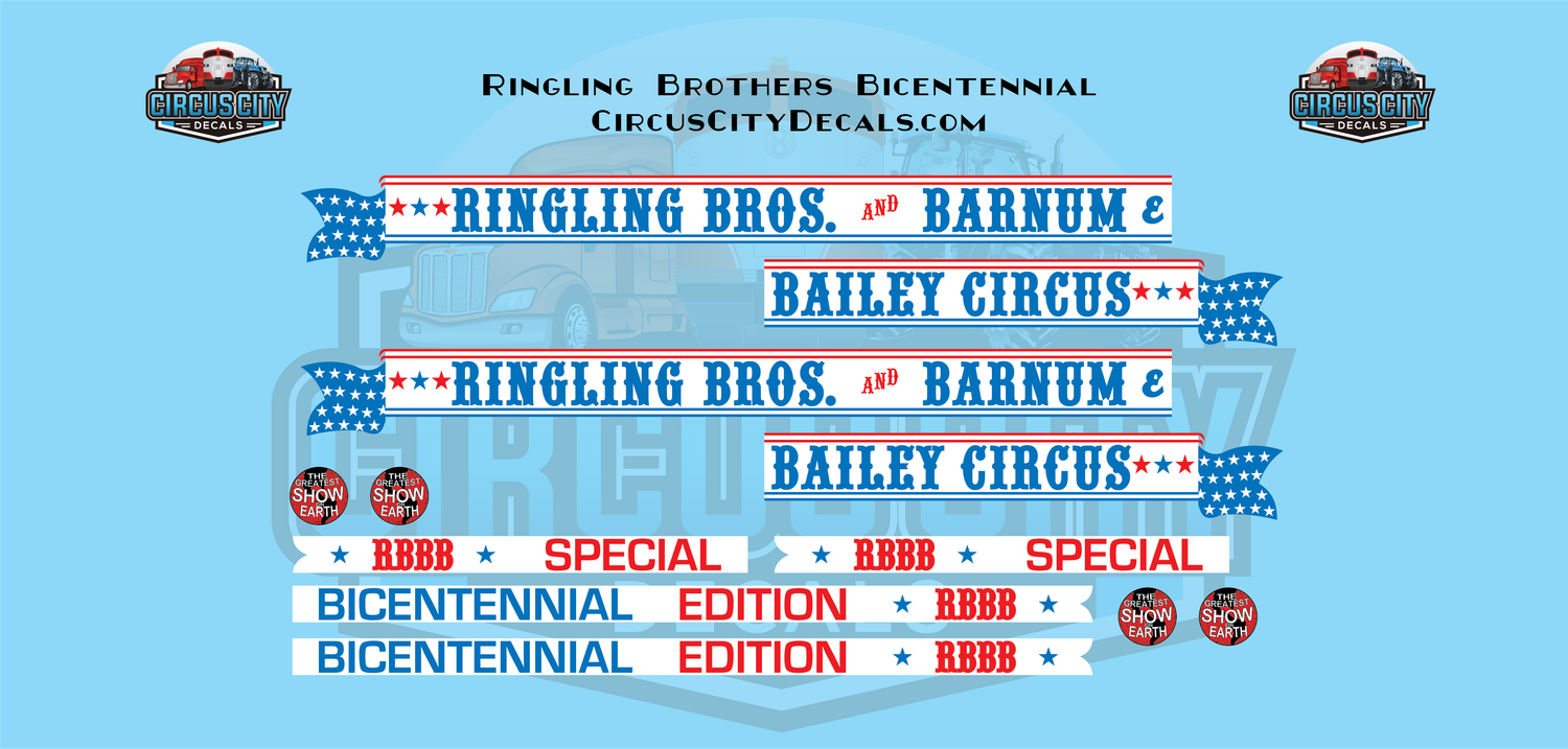 Ringling Brothers &amp; Barnum Bailey Bicentennial O 1:48 Scale Decal Set 1975-76 Red Unit