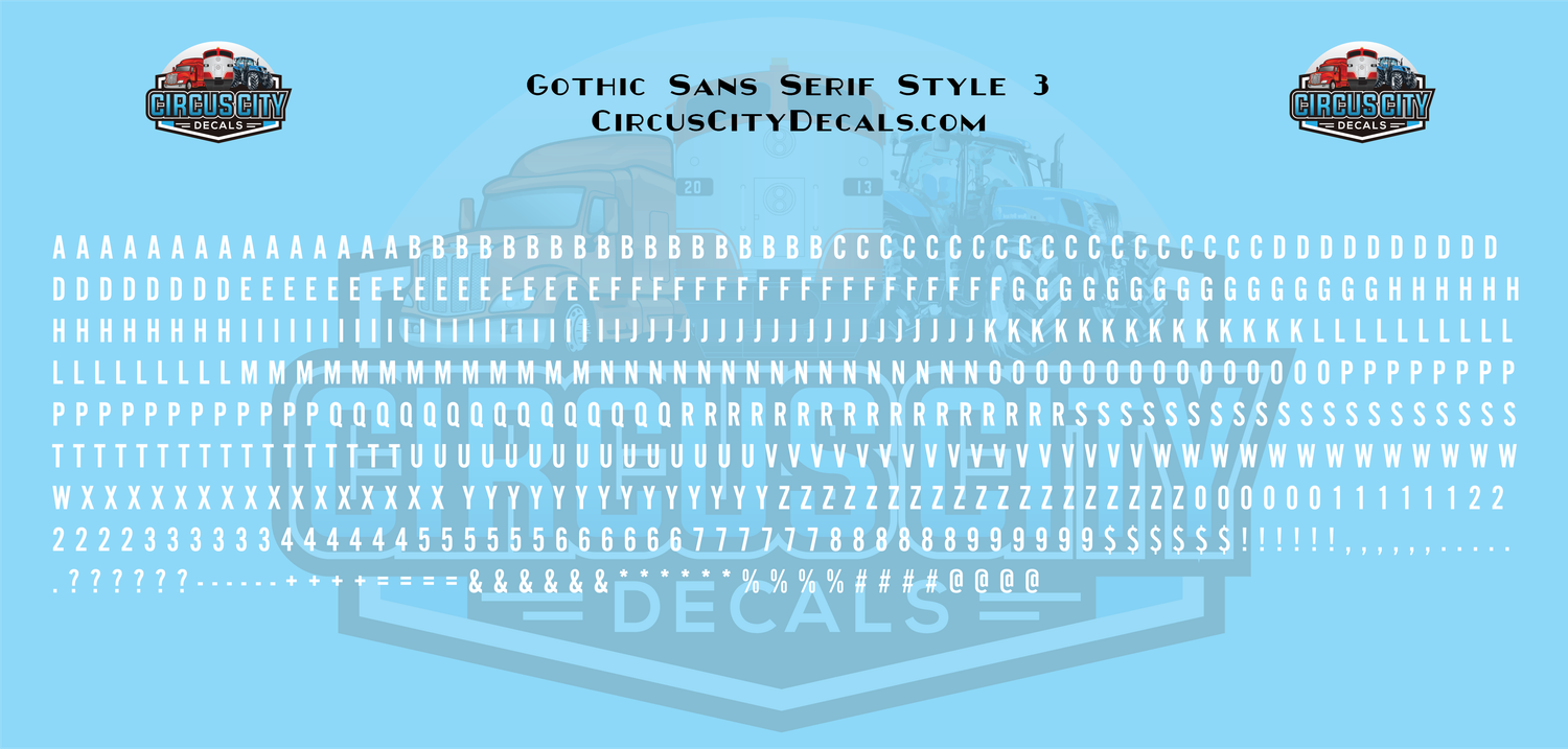 Gothic Sans Serif 3 Alphabet Letters &amp; Numbers 1/16&quot; 1/8&quot; 3/16&quot; 1/4&quot; Water Slide Decal Set, Color: White, Size: 1/16&quot; Tall