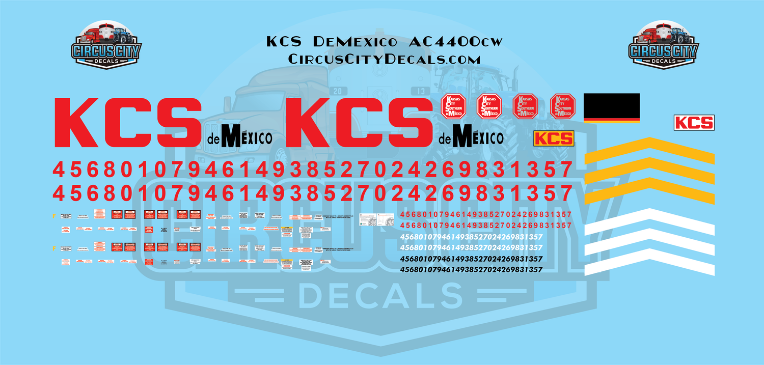 Kansas City Southern deMexico AC4400CW Decals HO 1:87 Scale