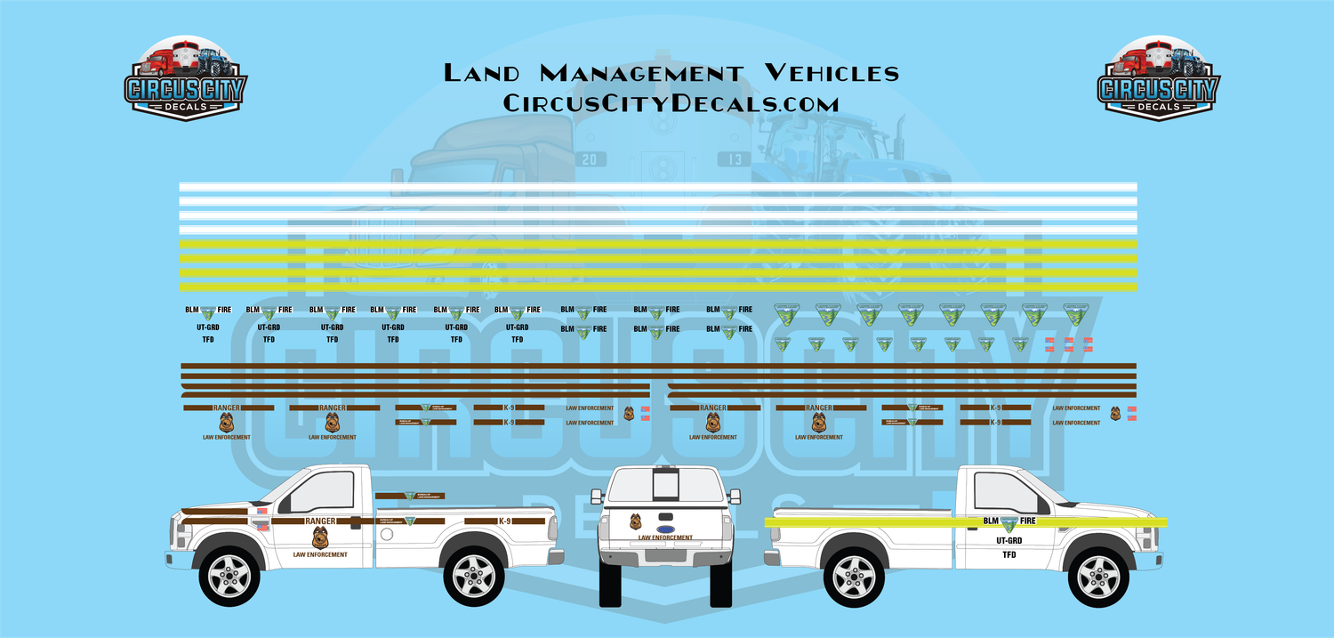 Land Management Truck Vehicle HO 1:87 Scale Decal Set