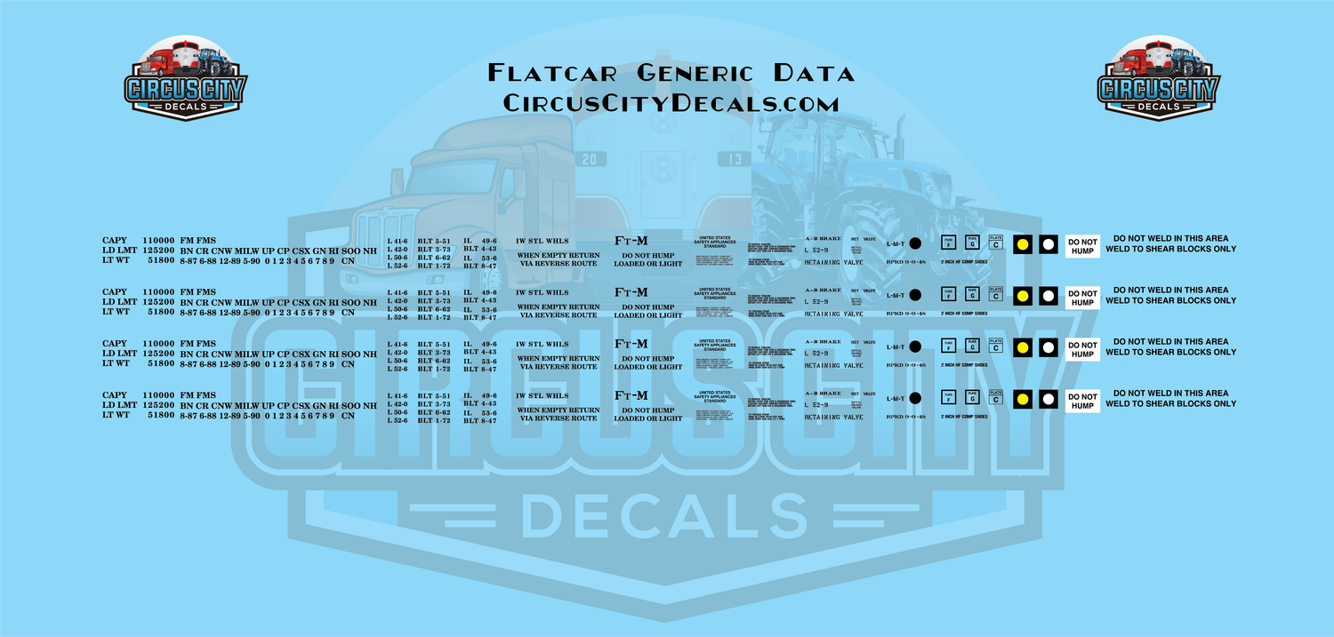 Flatcar Generic Data HO 1:87 Scale Decal Set