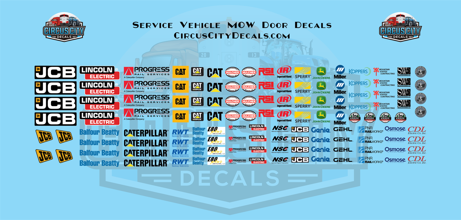 Service Vehicle MOW Door Logos  HO 1:87 Scale Vehicles