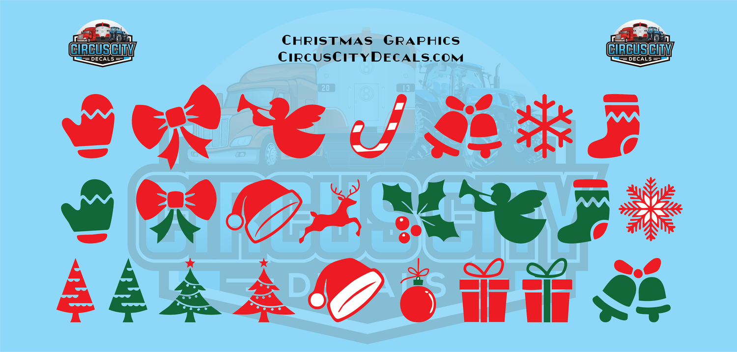 Generic Christmas Holiday Graphics HO 1:87 Scale Decal Set
