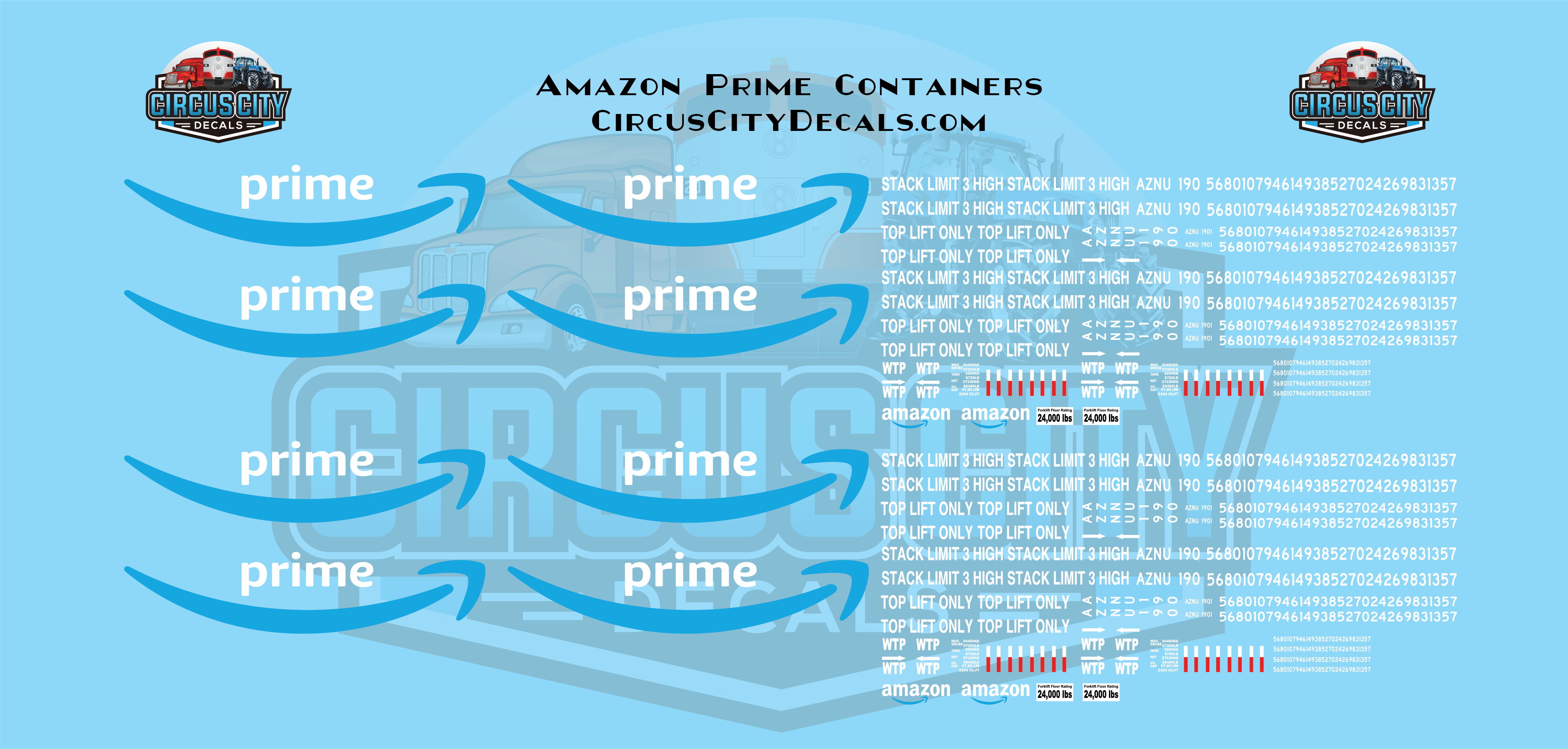 Amazon Prime Container HO 1:64 Scale Decal Set img