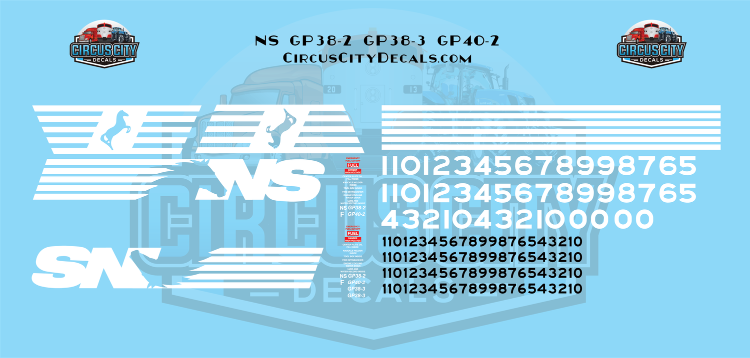 NS Norfolk Southern GP38-2 GP38-3 GP40-2 G Scale Decal Set