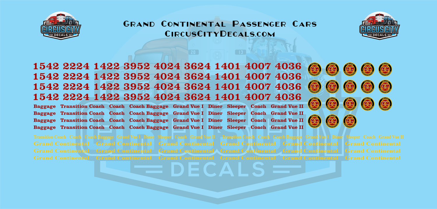 Grand Continental Passenger Cars Under Siege 2 Movie Train Decal Set 1:87 HO Scale