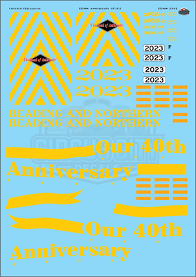RBMN Reading Blue Mountain &amp; Northern Railroad 40th Anniversary GP38-2 2023 G 1:29 Scale Decal Set