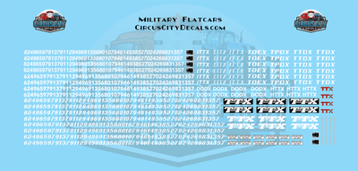 Military Flatcars ITTX TOEX TPDX TTDX HTTX DODX TTX HO 1:87 Scale Decals