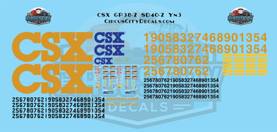 CSX USAT GP38-2 SD40-2 Yn3 G Scale Decal Set