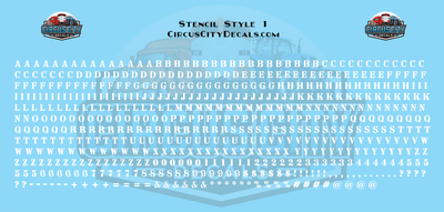 Stencil #1 Alphabet Letters &amp; Numbers 1/16" 1/8" 3/16" 1/4" 5/8" Water Slide Decal Set