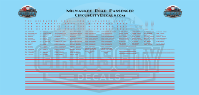 Milwaukee Road Passenger N 1:160 Scale Decal Set